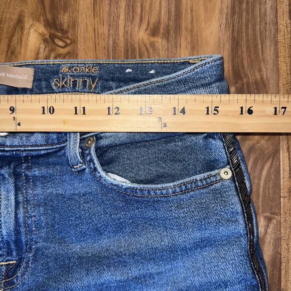 7 For All Mankind Ankle Skinny Jeans 30 Luxe Vintage‎ Muse Beaded Tuxedo Stripe - Picture 3 of 8